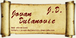 Jovan Dulanović vizit kartica